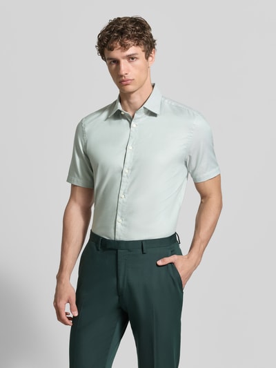 Jake*s Slim Fit Business-Hemd aus Baumwolle mit Kentkragen Hellgruen 4