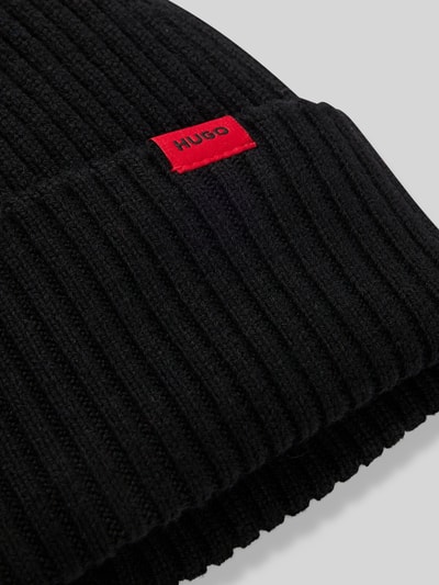 HUGO Beanie aus reiner gerippter Schurwolle Modell 'XOLA' Black 4