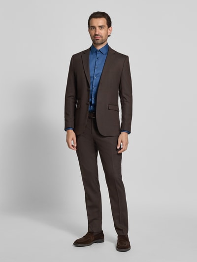 Jake*s Slim Fit Business-Hemd mit Knopfleiste Jeansblau 1