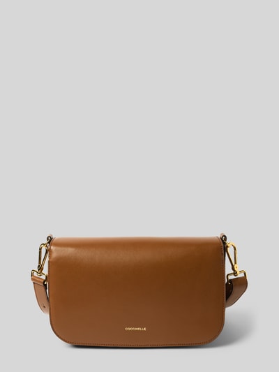 Coccinelle Crossbody Bag z detalem z logo Koniakowy 4