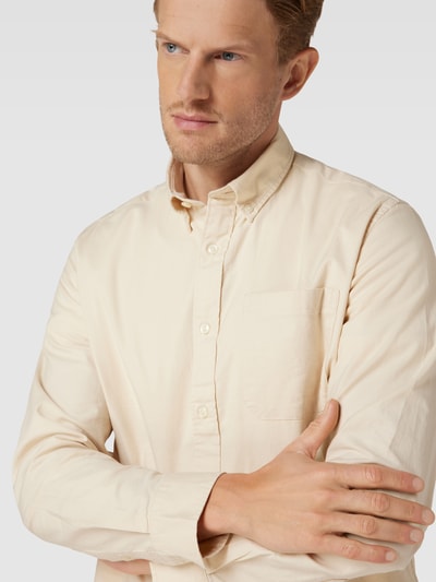 SELECTED HOMME Freizeithemd mit Button-Down-Kragen und unifarbenem Design Beige 3