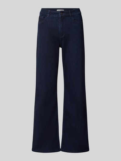 Produktfoto, Wide Leg Jeans im 5-Pocket-Design von Christian Berg Woman aus mieszanki bawełny z dodatkiem wiskozy, ciemnoniebieskie, zapięcie na guzik i zamek błyskawiczny, Szerokość w rozmiarze 36/32: 37 cm, Długość wewnętrzna nogawki w rozmiarze 36/32: 78 cm