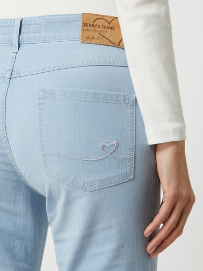 Zerres Slim fit capri-jeans met stretch, model 'Cora' Lichtblauw gemêleerd - 3