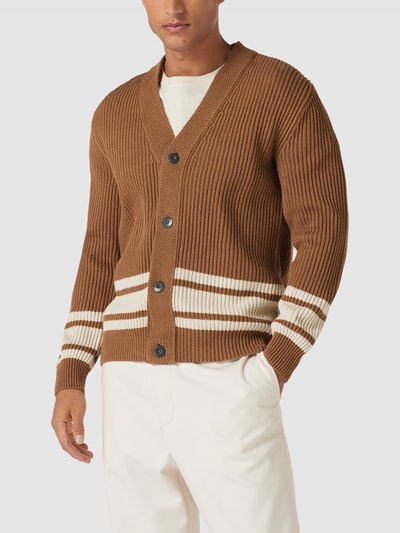 Marc O'Polo Strickjacke mit Streifenmuster Cognac 4