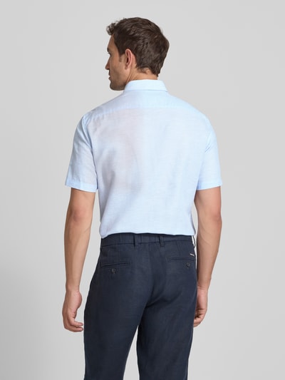 Jake*s Koszula lniana o kroju slim fit z listwą guzikową Jasnoniebieski 5