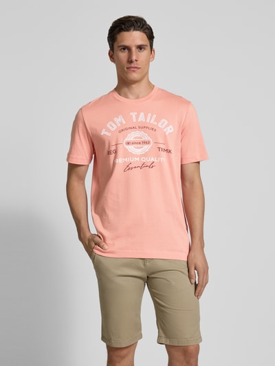 Tom Tailor Regular Fit T-Shirt aus reiner Baumwolle Rosa 4