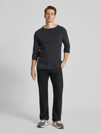 American Vintage Shirt met lange mouwen en ronde hals, model 'SONOMA' Antraciet - 1