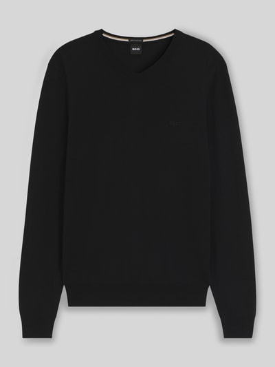 BOSS Regular Fit Strickpullover aus reiner Schurwolle Modell 'BARAM-L' Black 2