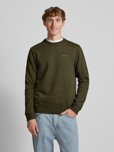 Blend Sweatshirt met ribboorden, model 'Downton' Donkergroen - 4