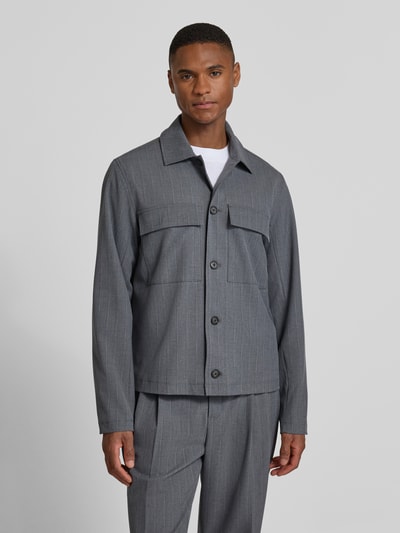 Casual Friday Regular Fit Hemdjacke mit Viskose-Anteil Modell 'Grahn' Dunkelgrau Melange 4
