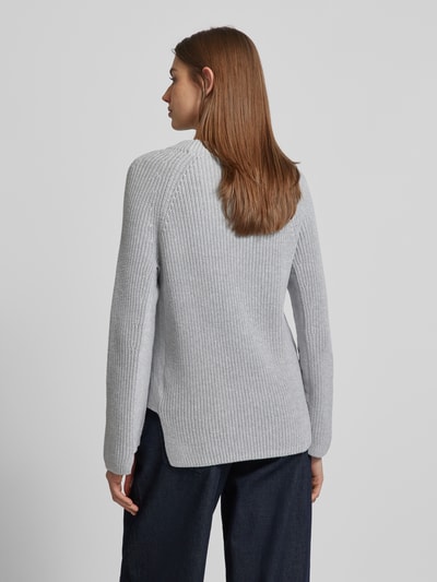 Oui Gebreide pullover met ronde hals Lichtgrijs gemêleerd - 5