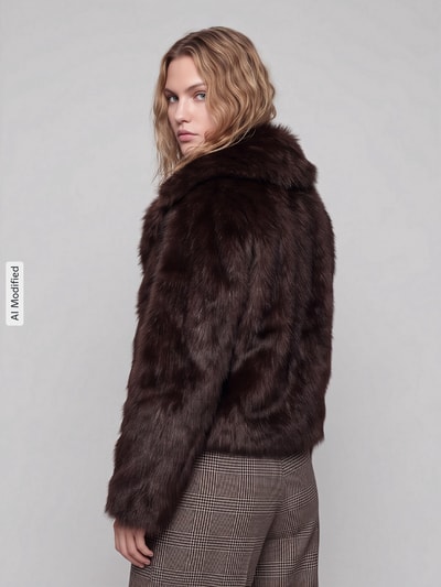 ONLY Relaxed Fit Webpelzjacke Cropped Modell 'DAWN LIFE' Schoko 3