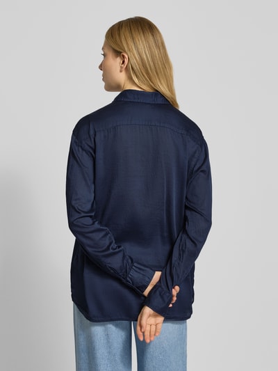 0039 Italy Hemdbluse mit verdeckter Knopfleiste Modell 'DANA' Dunkelblau 5