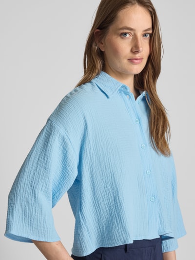 Vero Moda Loose Fit Hemdbluse aus reiner Baumwolle Modell 'NATALI' Hellblau 3