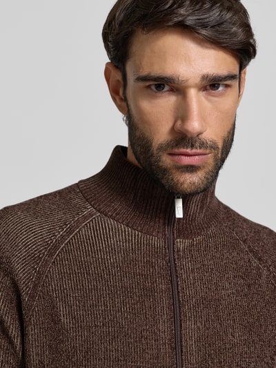 JAKE*S STUDIO MEN Cardigan met opstaande kraag en ritssluiting Chocoladebruin - 3