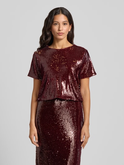 GUIDO MARIA KRETSCHMER WOMAN Cropped Blusenshirt mit Allover-Pailettenbesatz Modell 'Diana' Bordeaux 4