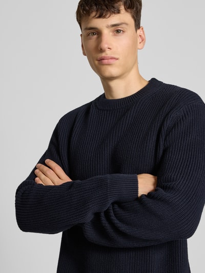 Replay Strickpullover mit gerippten Abschlüssen Marine 3