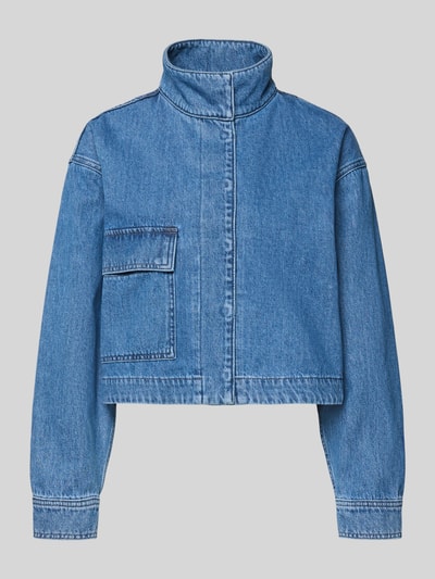 Produktfoto, Cropped Denim-Jacke - curated by Tinvcb van SIC, loose fit, denimlook, opstaande kraag, klepzak, blauw, gestructureerde stof