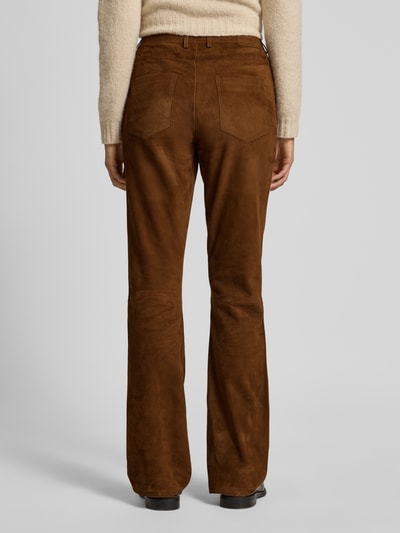 Bash Flared stoffen broek met steekzakken Camel - 5