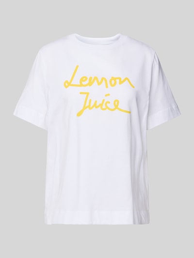 Rich & Royal T-Shirt mit geripptem Rundhalsausschnitt Weiss 2