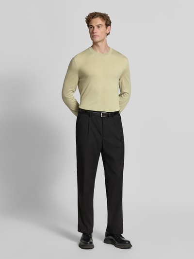 BOSS Sweter o kroju regular fit z czystej żywej wełny model 'H-Leno' Limonkowy 1
