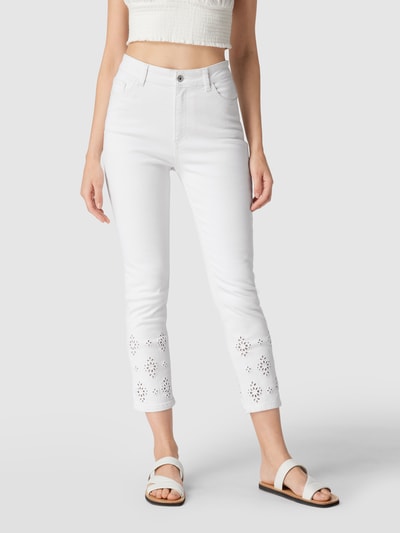 Jake*s Collection Jeans met gebloemde broderie anglaise Offwhite - 4