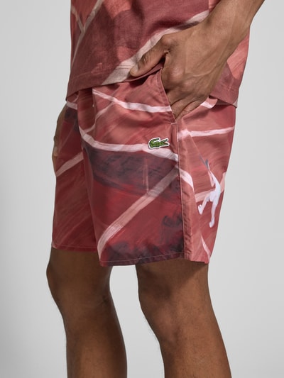 Lacoste Regular fit korte broek met labelbadge Roestrood - 3