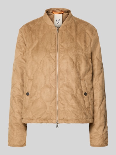 Productfoto, Jacke mit Stehkragen und Zweiwege-Reißverschluss van Fuchs Schmitt in lichtbruin met doorgestikte naden, regular fit, opstaande kraag, tweewegritssluiting, ruglengte maat 36: 57 cm, schouderbreedte: 47 cm, borstwijdte: 43 cm, mouwlengte: 67 cm