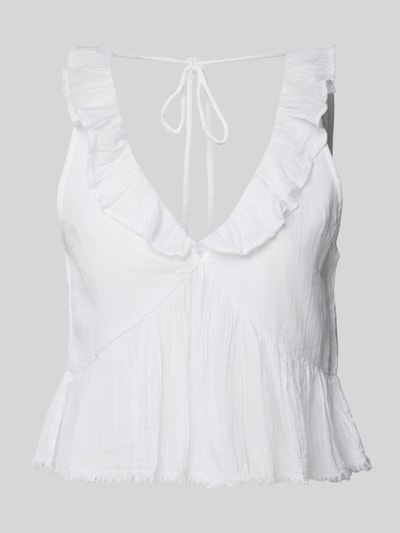 Gina Tricot Top mit Rüschen Weiss 2