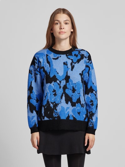 ICHI Gebreide pullover met ronde hals, model 'POVOKE' Blauw - 4