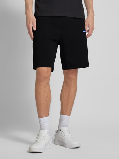 Hugo Blue Regular fit sweatshorts met labeldetail, model 'Nasensio' Zwart - 4