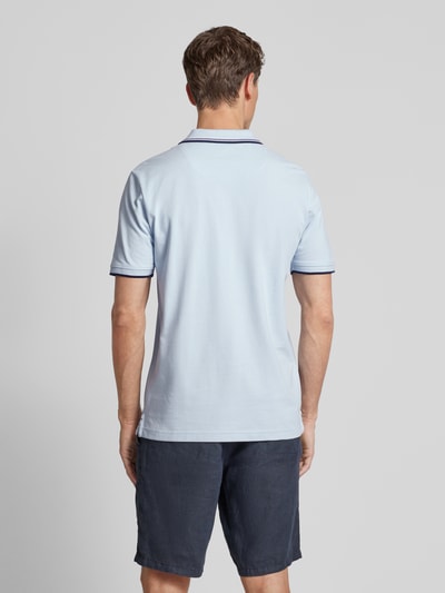 Fynch-Hatton Regular Fit Poloshirt mit Kontraststreifen Hellblau Melange 5