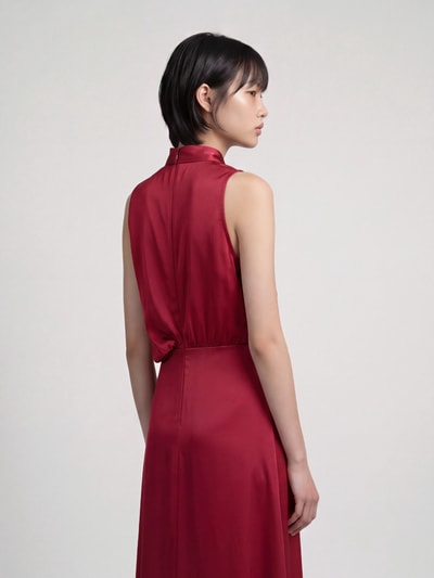 HUGO Maxi-jurk met drapering model 'Kedina-1' Donkerrood - 4