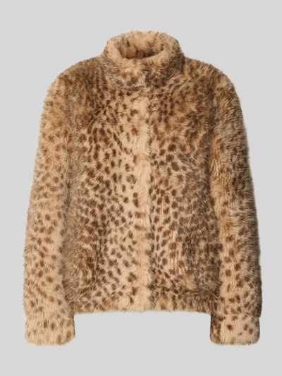 Produktfoto, Jacke aus Kunstfell im Allover-Look van Rich & Royal in bruinbeige met vlekken, regular fit, knoopsluiting, steekzakken, kunstbonttextuur, ruglengte 59 cm, schouderbreedte 46 cm, borstwijdte 51 cm, mouwlengte 64 cm