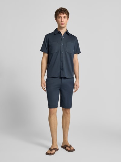 Blend regular fit vrijetijdshemd met borstzak model 'ADRIAN' Marineblauw - 1