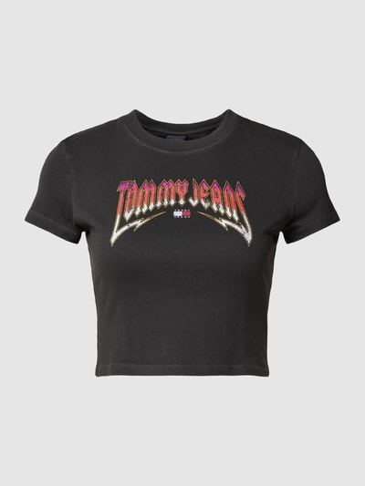 Tommy Jeans Kort T-shirt met labelprint Zwart - 2