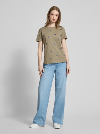 Jake*s Casual T-Shirt mit Motiv-Stitching Lind 1