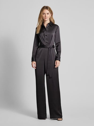 HUGO Jumpsuit van satijn met strikceintuur, model 'Klessia' Zwart - 4