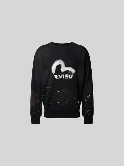 Evisu Oversized Sweatshirt aus Baumwolle BLACK 1