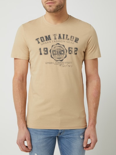 Tom Tailor T-shirt z nadrukiem z logo  Beżowy 4