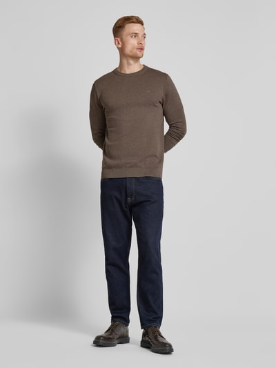 Tom Tailor Gebreide pullover met labelstitching, model 'BASIC' Middenbruin - 1