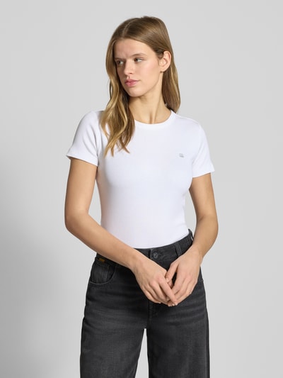 G-Star RAW Slim Fit T-Shirt mit Logo-Stitching Weiss 4