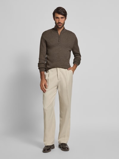 Matinique Strickpullover mit Troyer-Kragen Modell 'mason' Dunkelbraun 1