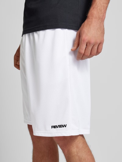 REVIEW Regular Fit Sweatshorts mit Label-Detail Weiss 3