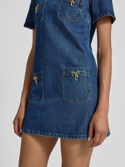 Self-Portrait Jeanskleid mit Umlegekragen Marine 3