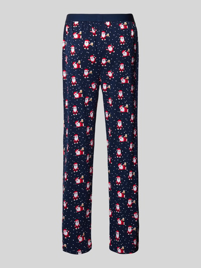 Christian Berg Men Relaxed fit pyjamabroek met elastische band met statement Donkerblauw - 3