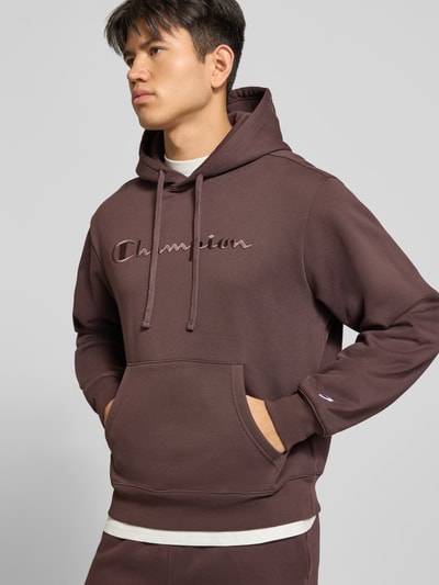 Champion Relaxed Fit Hoodie aus Baumwoll-Mix mit Label-Stitching Schoko 3