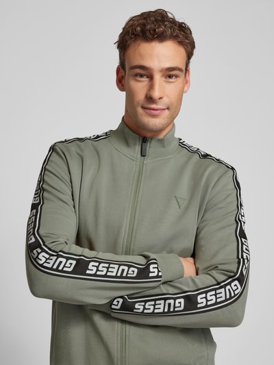 Guess Activewear Sweatjack met labeldetail, model 'ARLO' Olijfgroen - 3