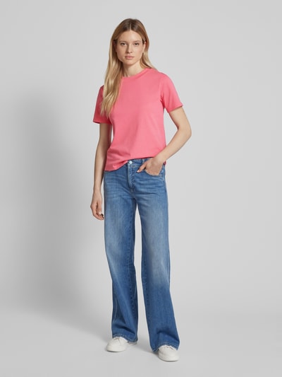 Jake*s Casual T-shirt met melangelook Fuchsia - 1