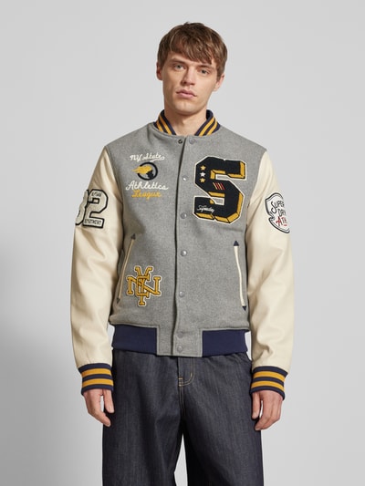 Superdry College-Jacke aus Woll-Mix mit Stehkragen Hellgrau 4